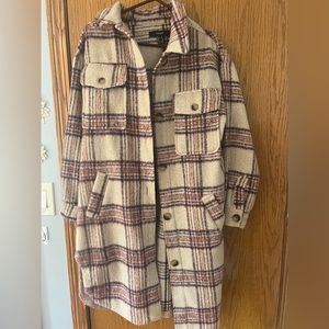 Plaid. Long Wool Jacket